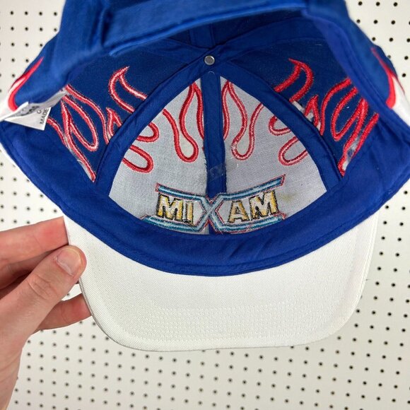 Vintage Maxim Racing Chassis Strapback Hat Cap Flames Red White Blue 90s OSFM - Picture 5 of 7